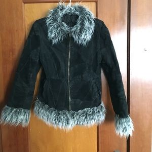 Vintage suede fur lined coat